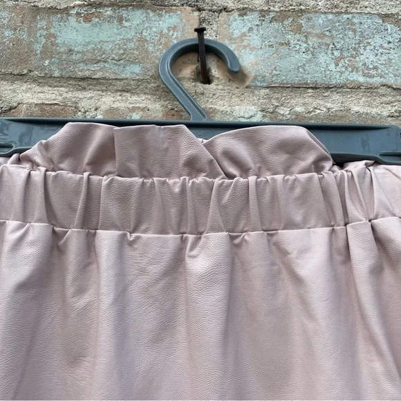 Express Skirt Faux Leather High Waisted Pencil Skirt Pink Paper Bag Stretch NWT - Picture 6 of 8